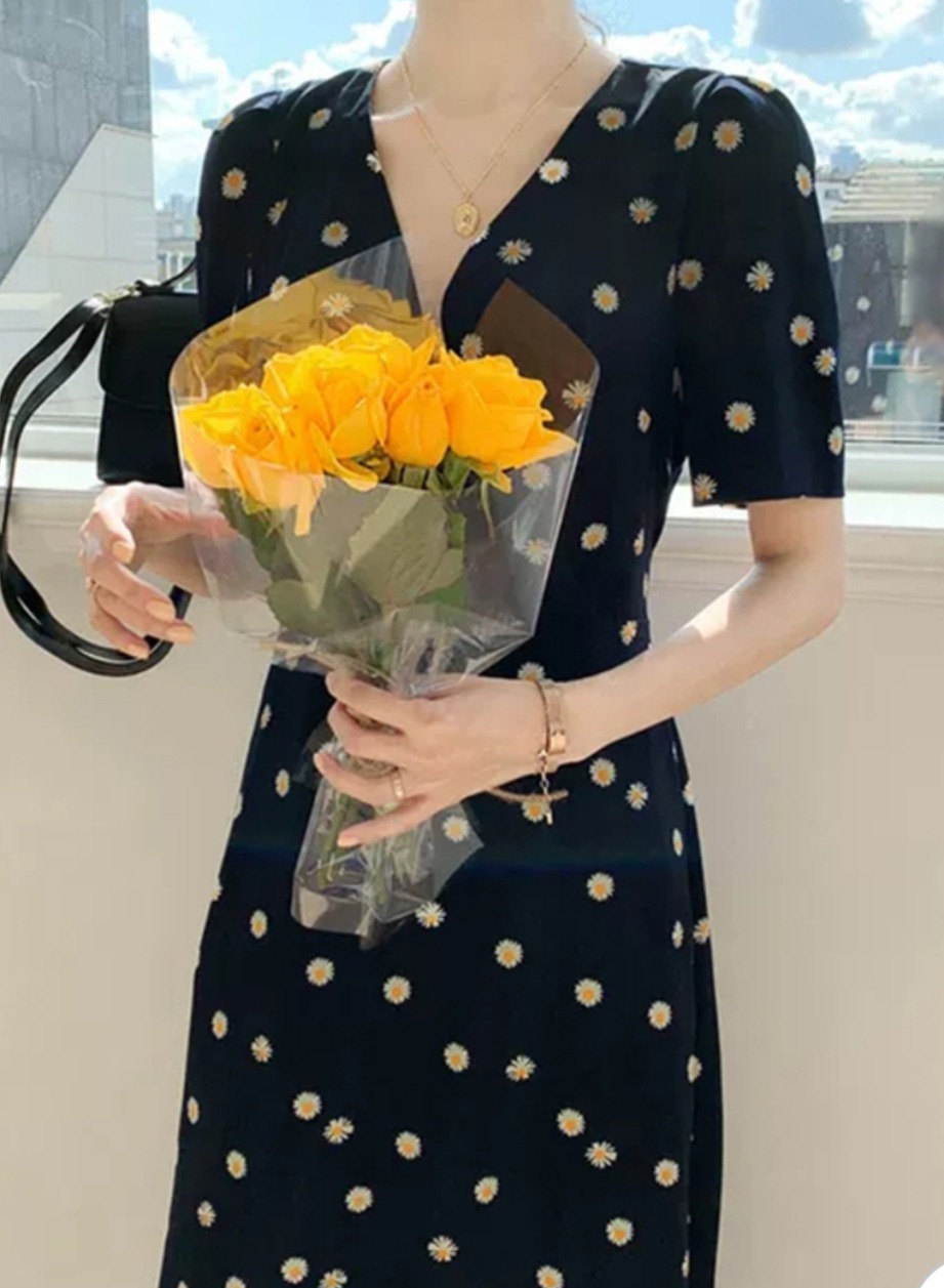 반팔 꽃무늬 원피스