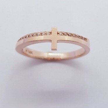 14K CROSS반지(핑크골드)