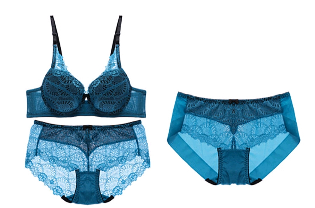 *택배비무료*와이어속옷세트~브래지어85B+팬티2장(L~100)블루색상