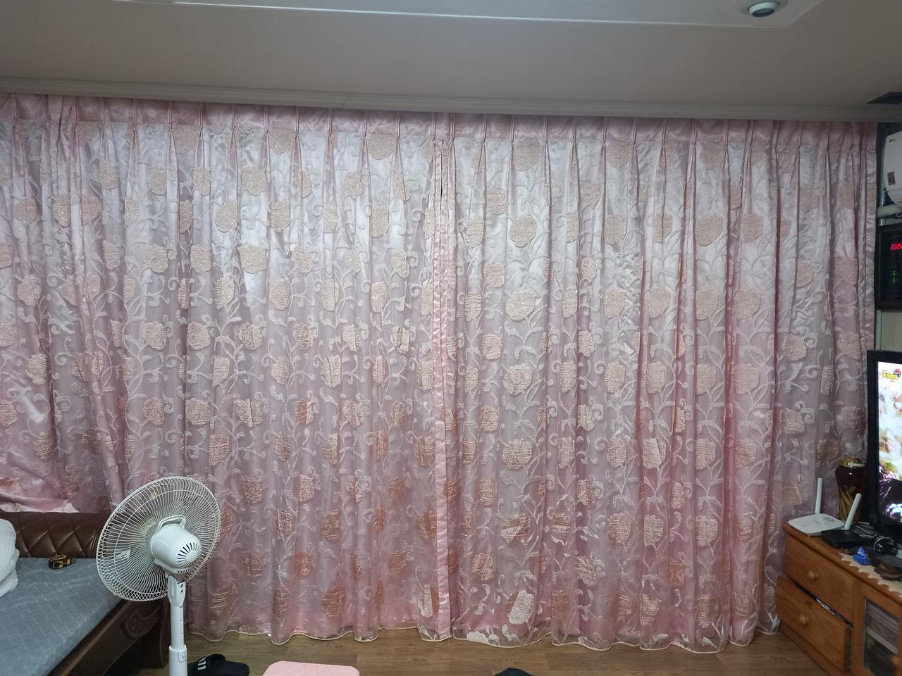 레일 나비주름 이중 자수커튼 한세트440-233