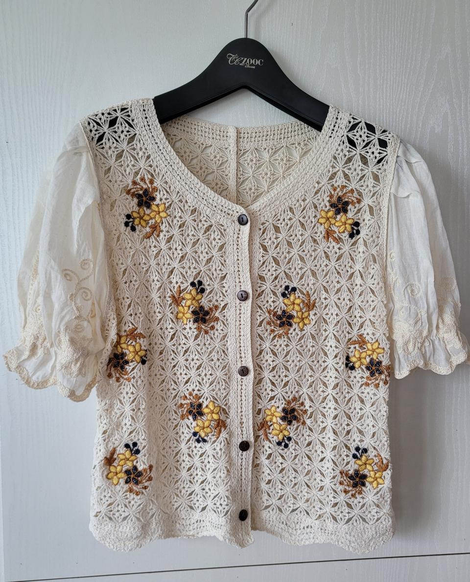 여름 그물자수 가디건