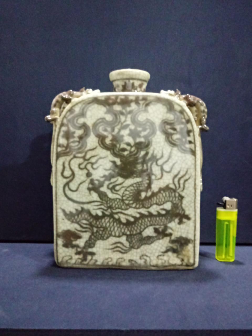 Art80 철화유리홍 4각편병