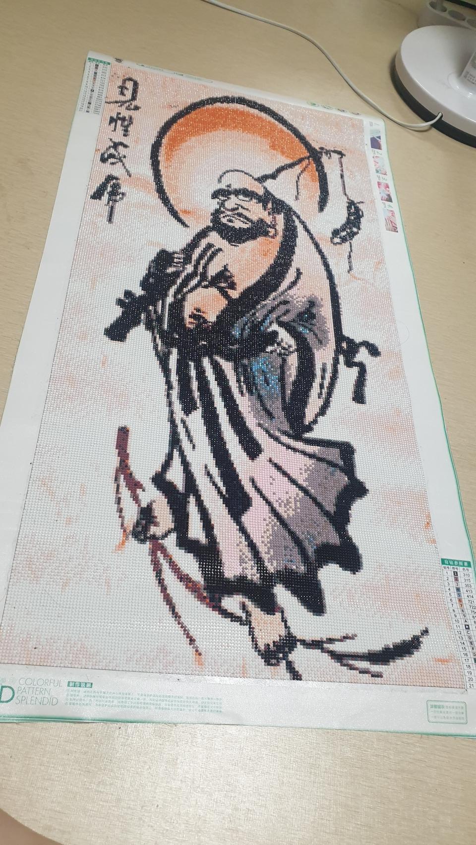 달마도 보석십자수완성품