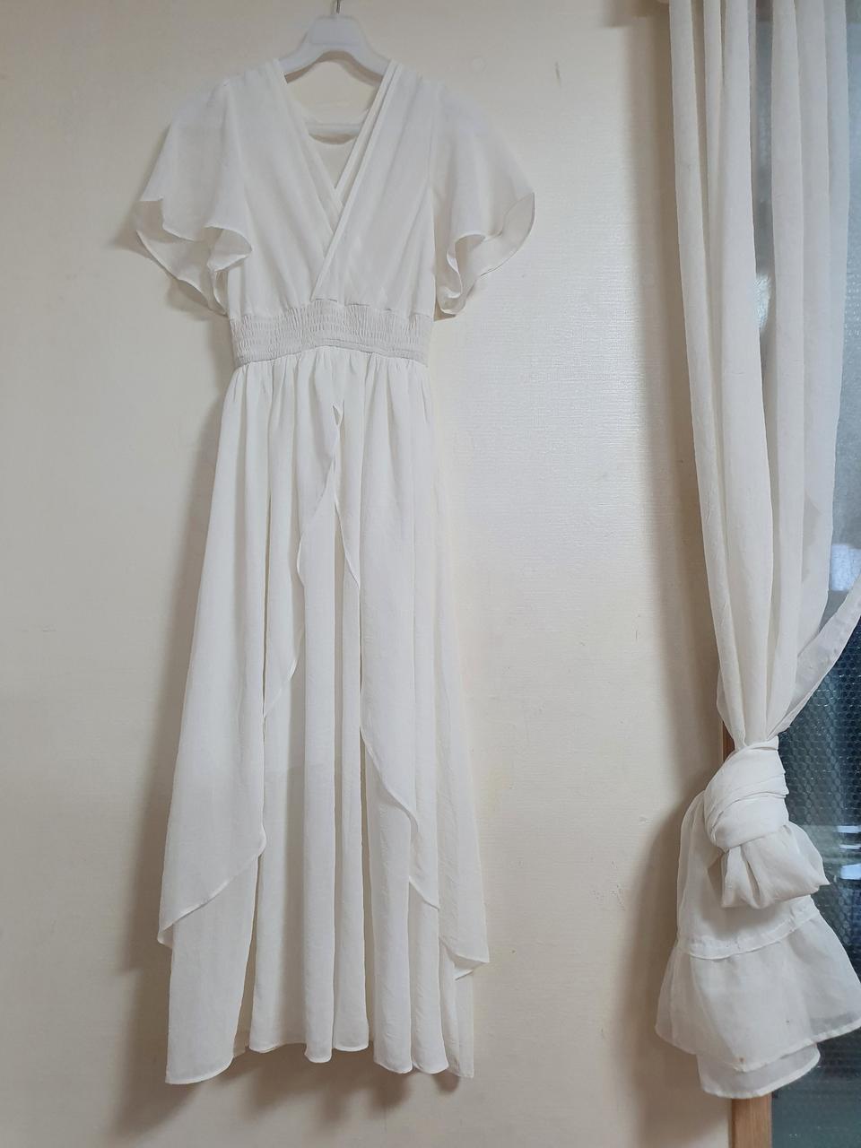 화이트 밴딩 롱 원피스 55