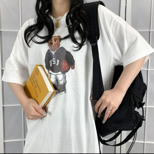 (세일)남녀공용 박시 루즈핏 농구곰돌이 반팔티셔츠