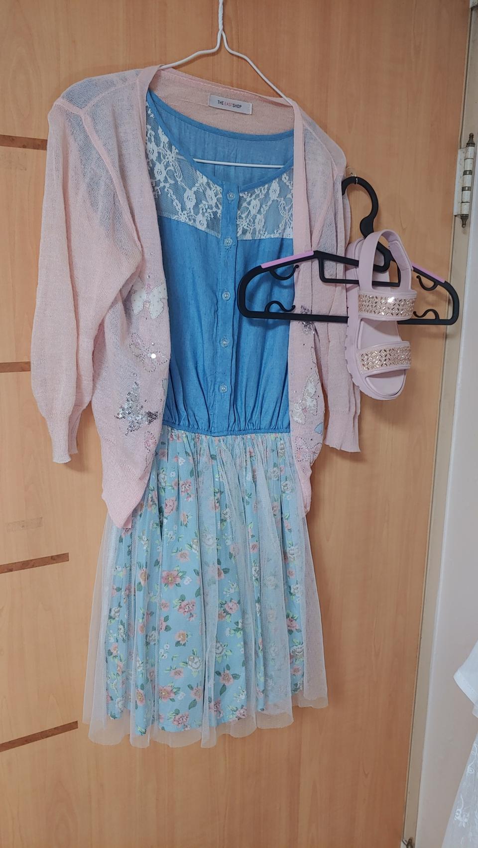 데님 샤 원피스+스톤 비즈장식 자수원피스