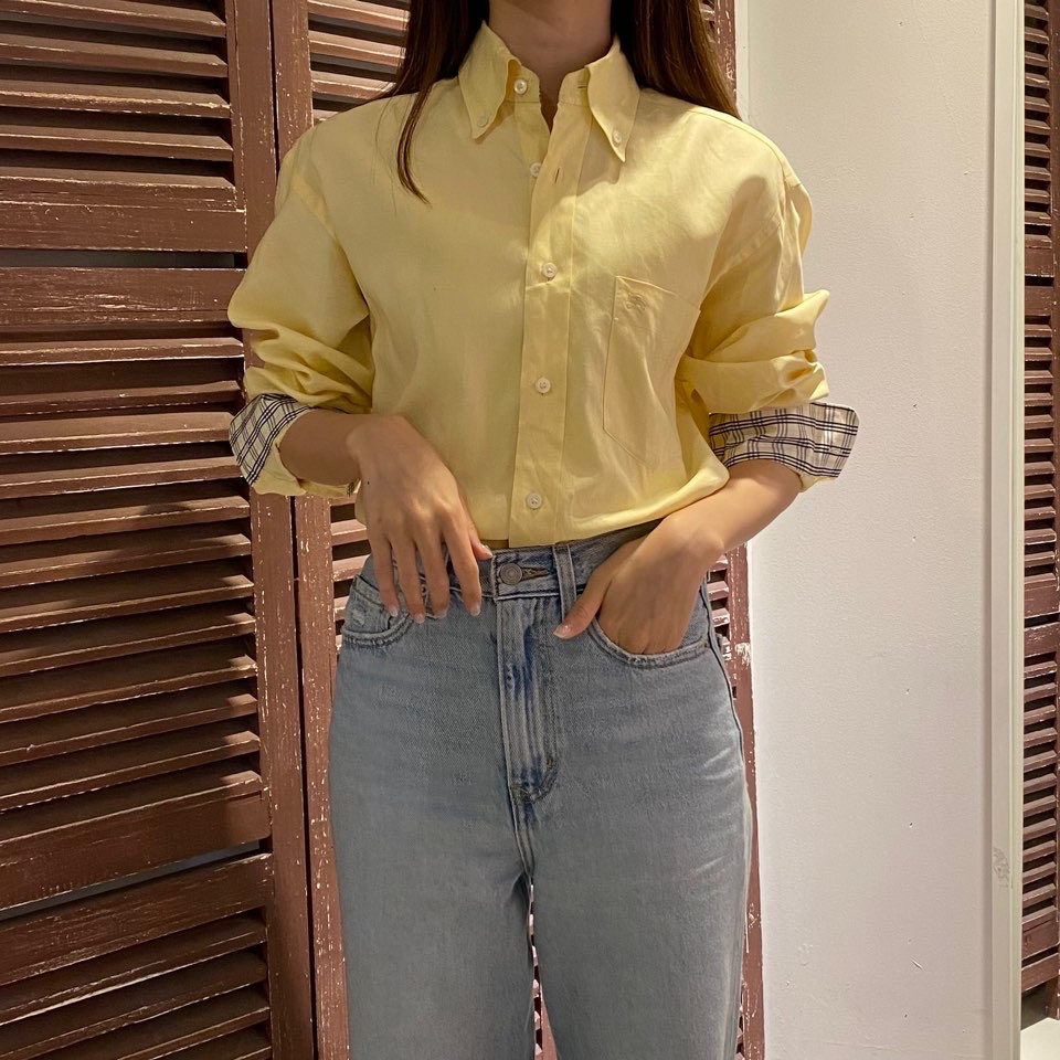 버버리 옐로우 셔츠 S