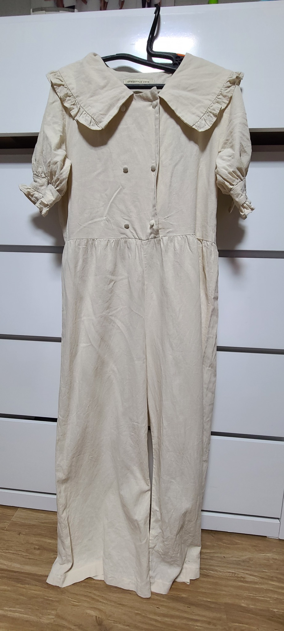 프릴레이스 린넨소재 점프슈트~