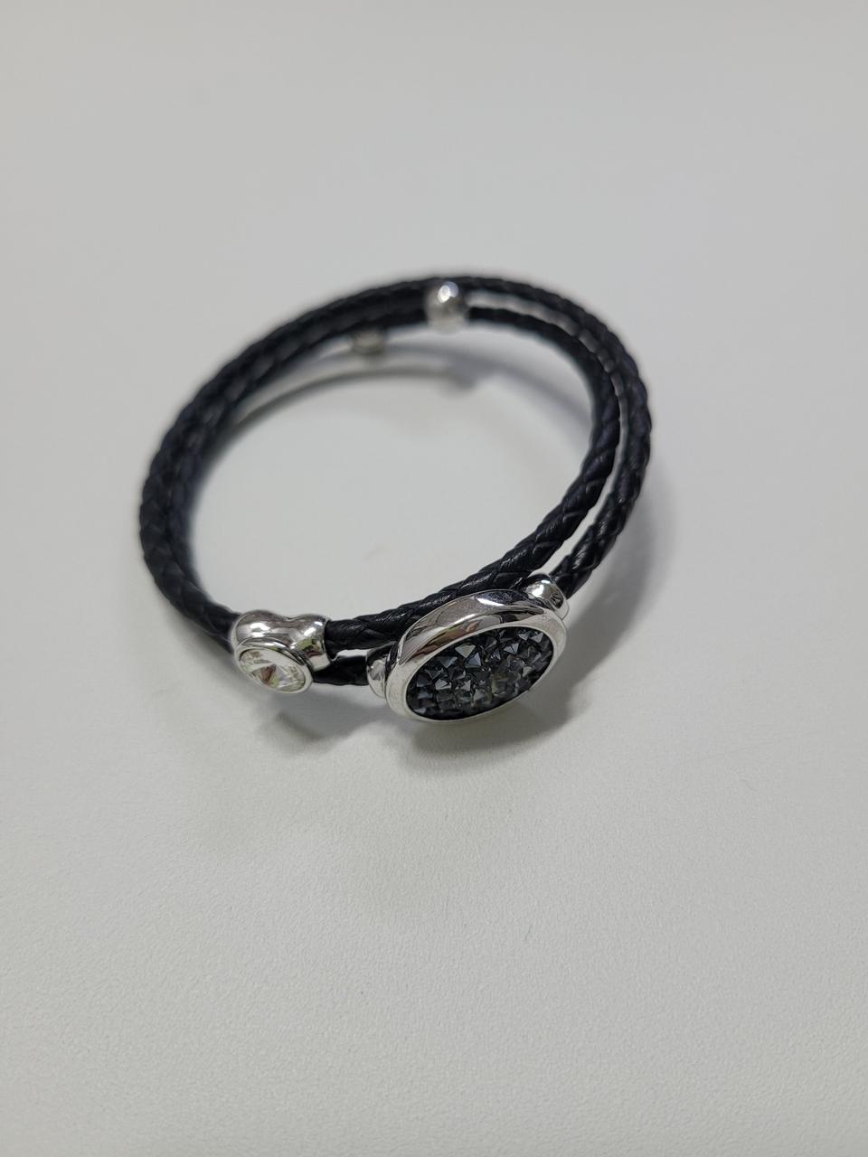 블랙 뱅글 큐빅 두줄팔찌