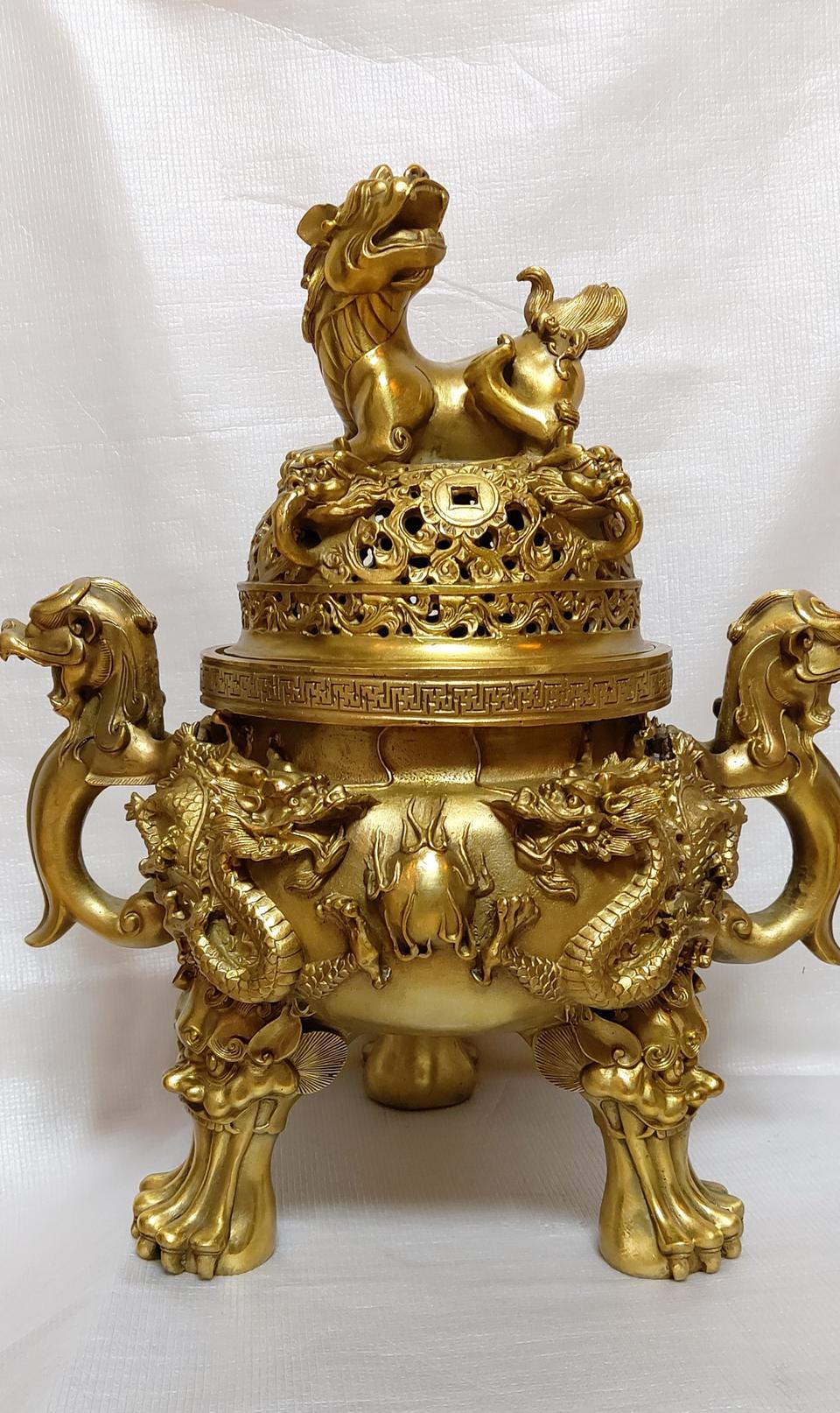 대형 용문양  황동 화로