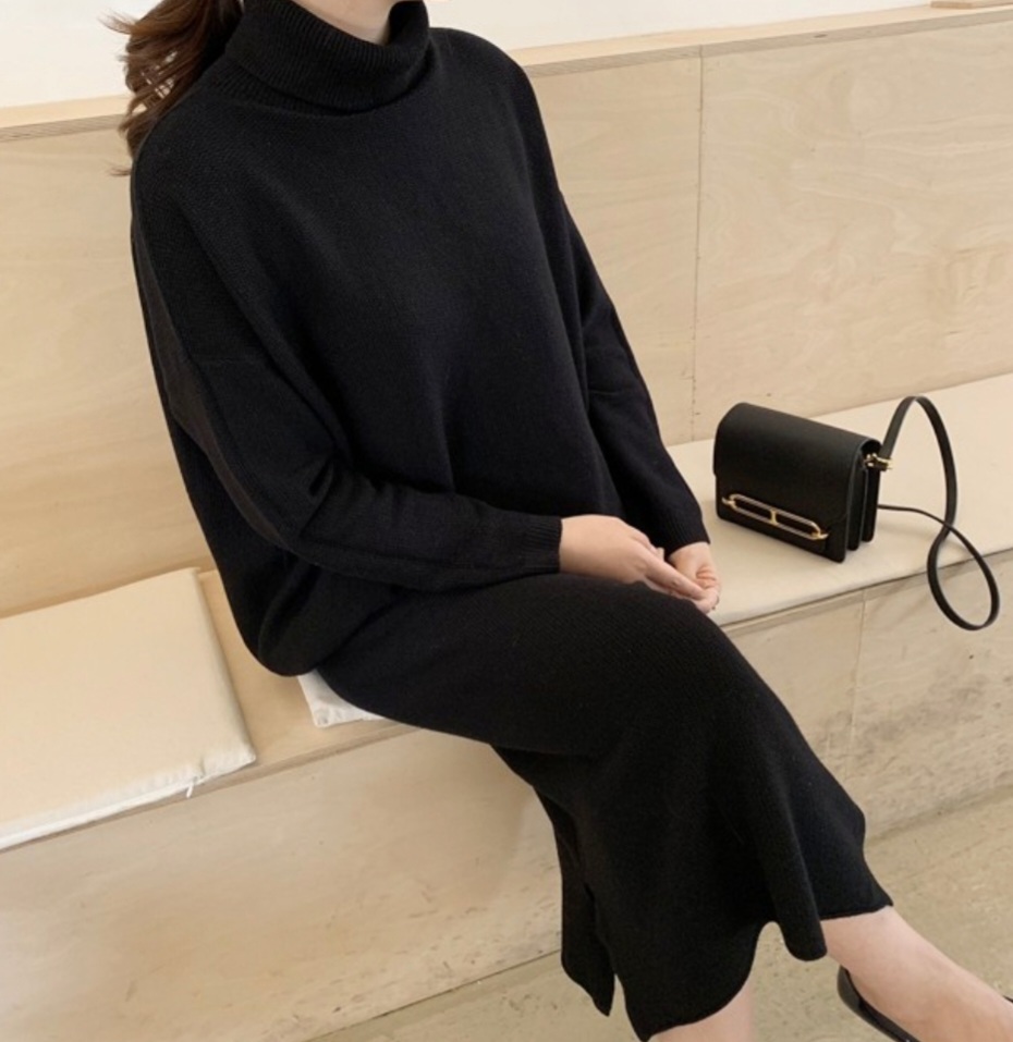 도톰 목폴라 + 스커트 세트 프리사이즈