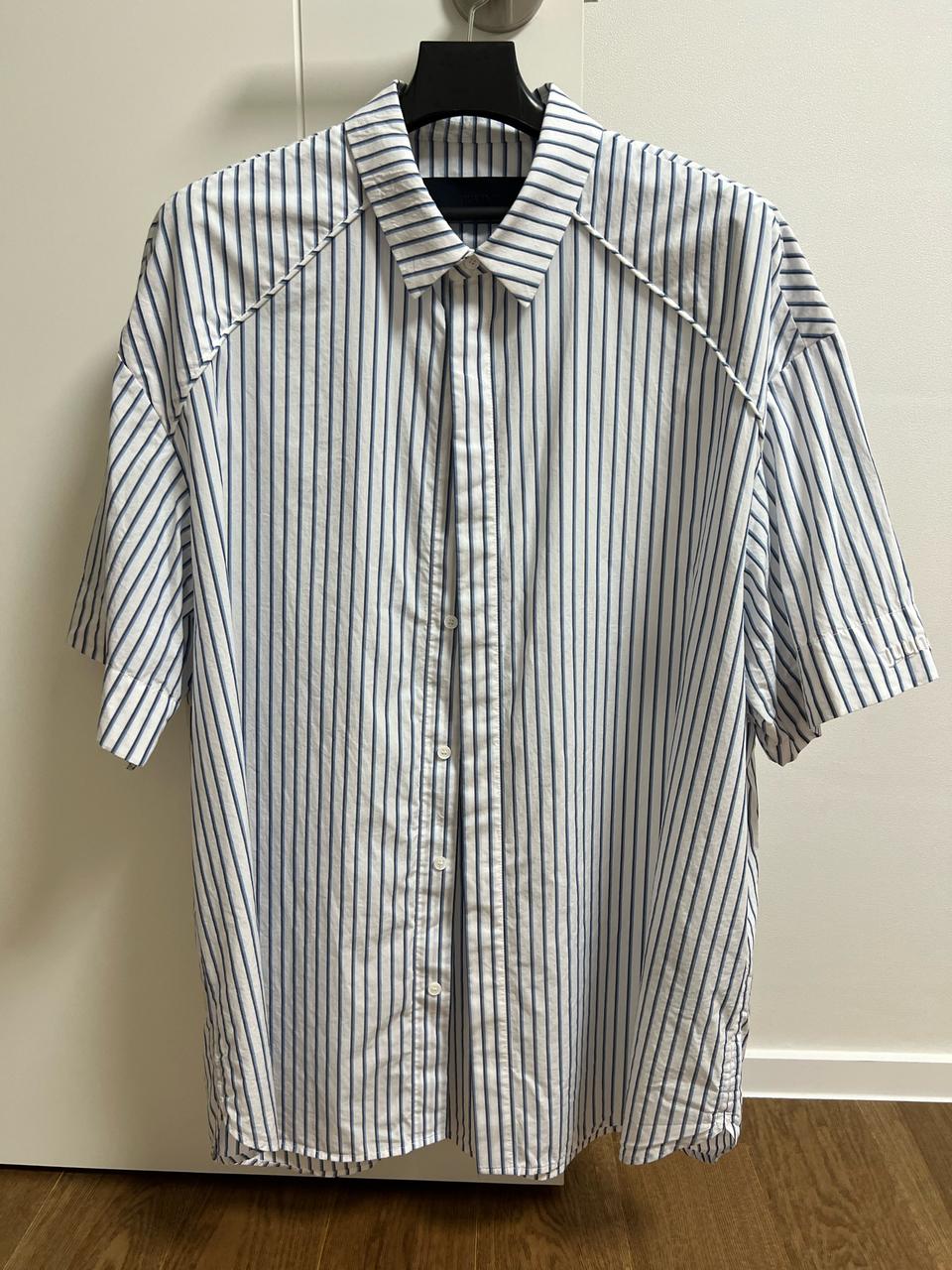 정품 준지 오버핏 메쉬 스트라이프 셔츠