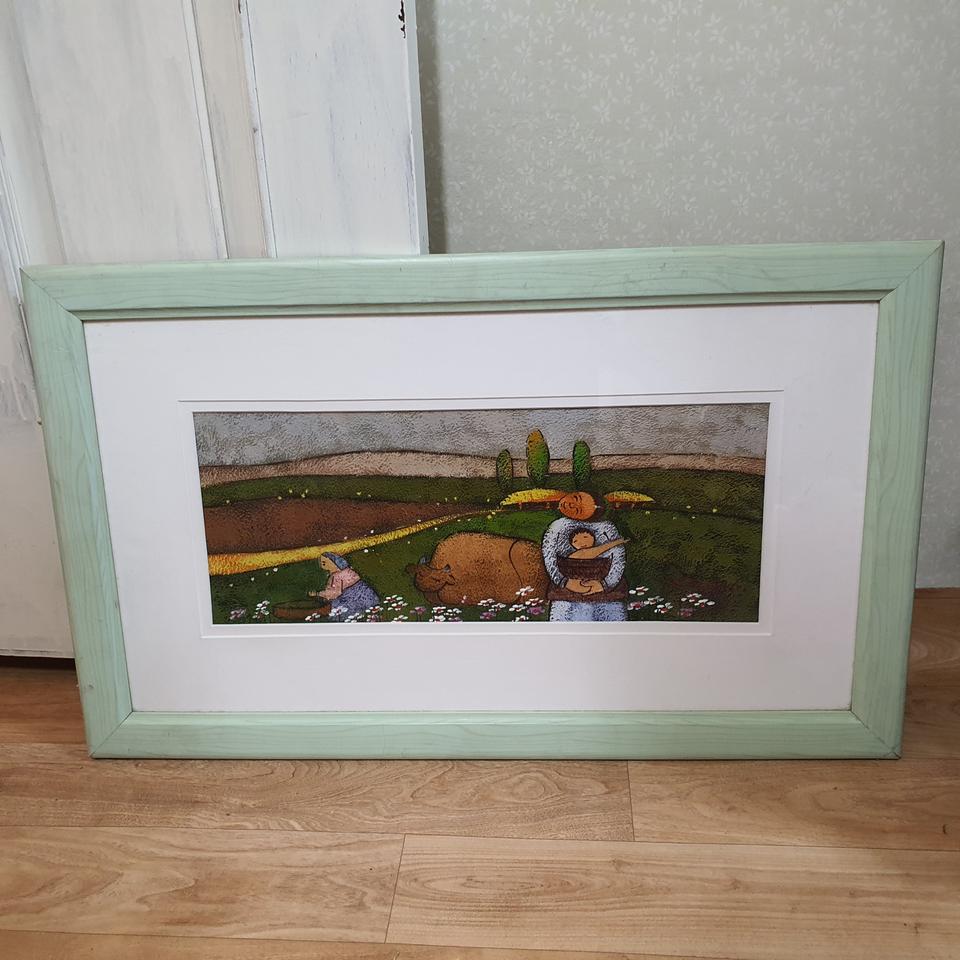 돌가루 판화. 석판화. 유화