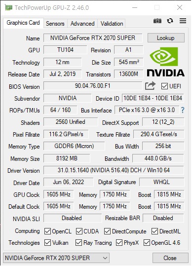 이엠텍 RTX 2070 super 터보젯 oc v1