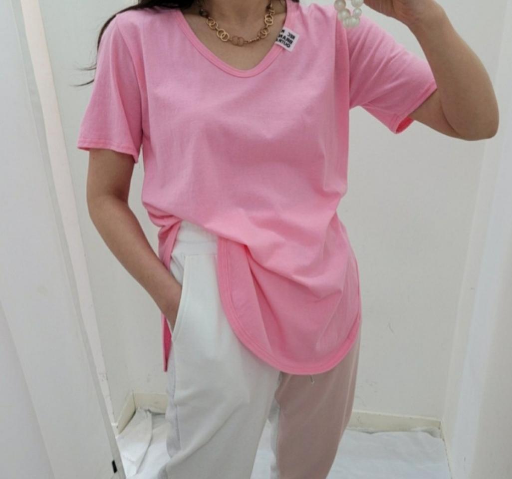 새상품 빅사이즈 패치 브이넥티