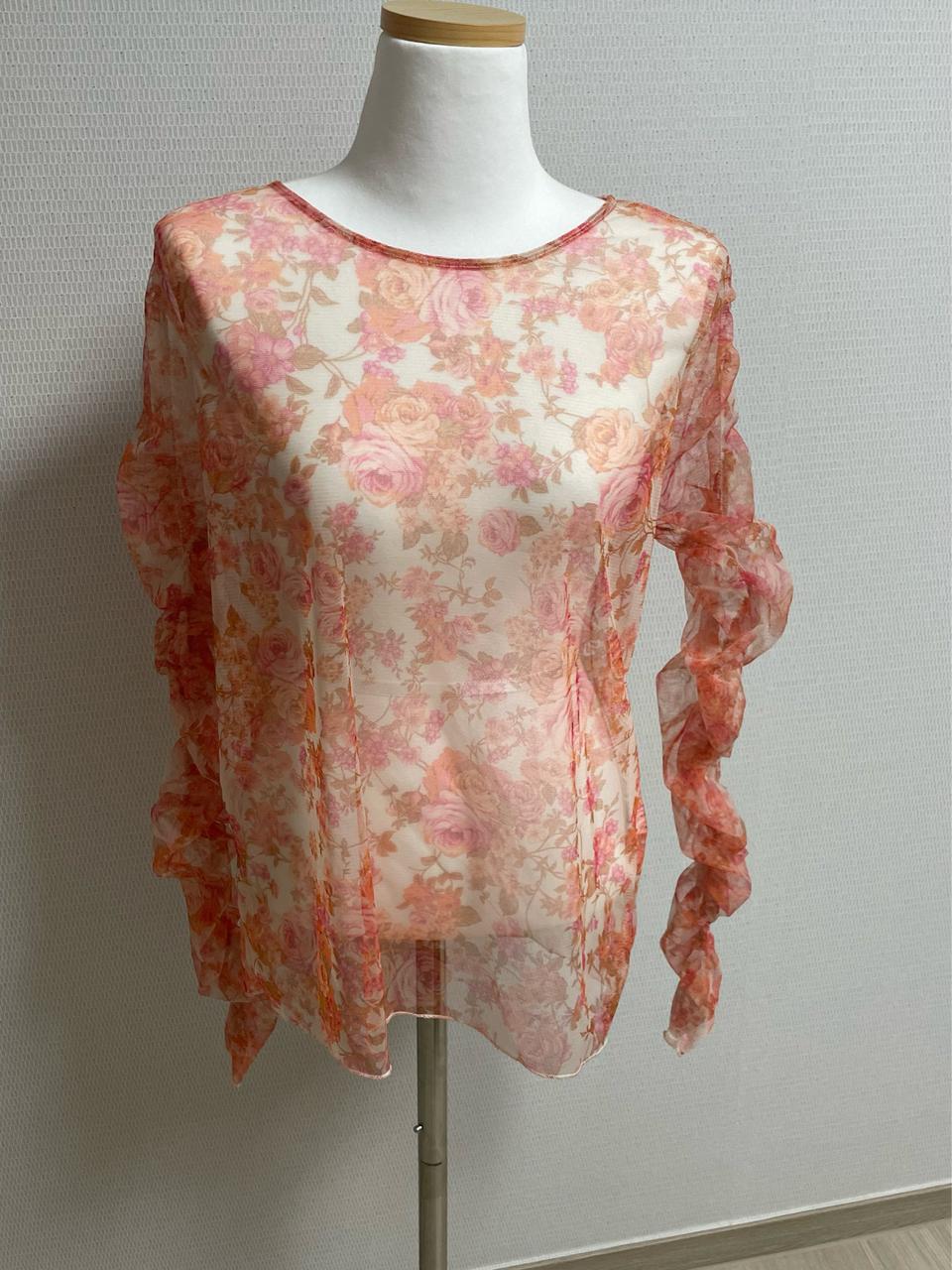 자라 꽃 시스루 블라우스 L 새상품