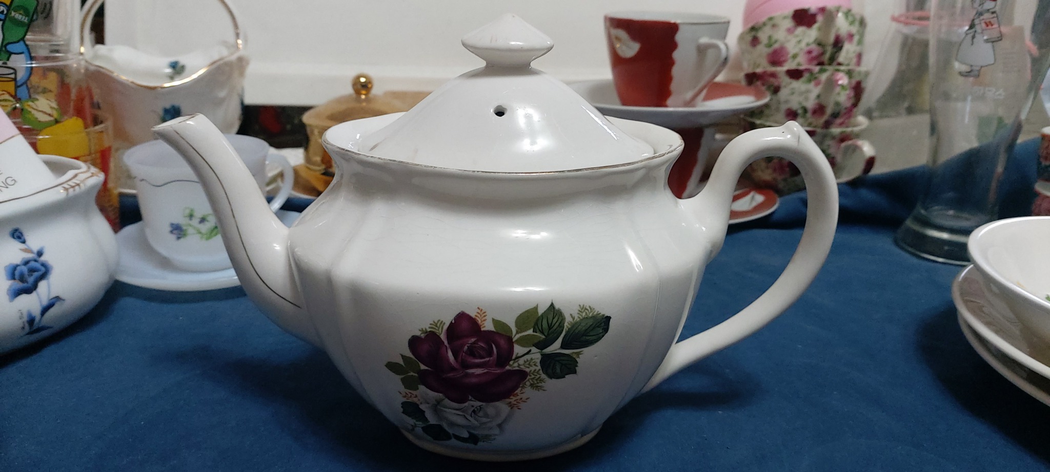 빈티지한국쉘흑장미티팟