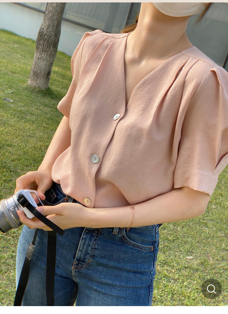 1회착용) 퍼프여름 반팔 블라우스