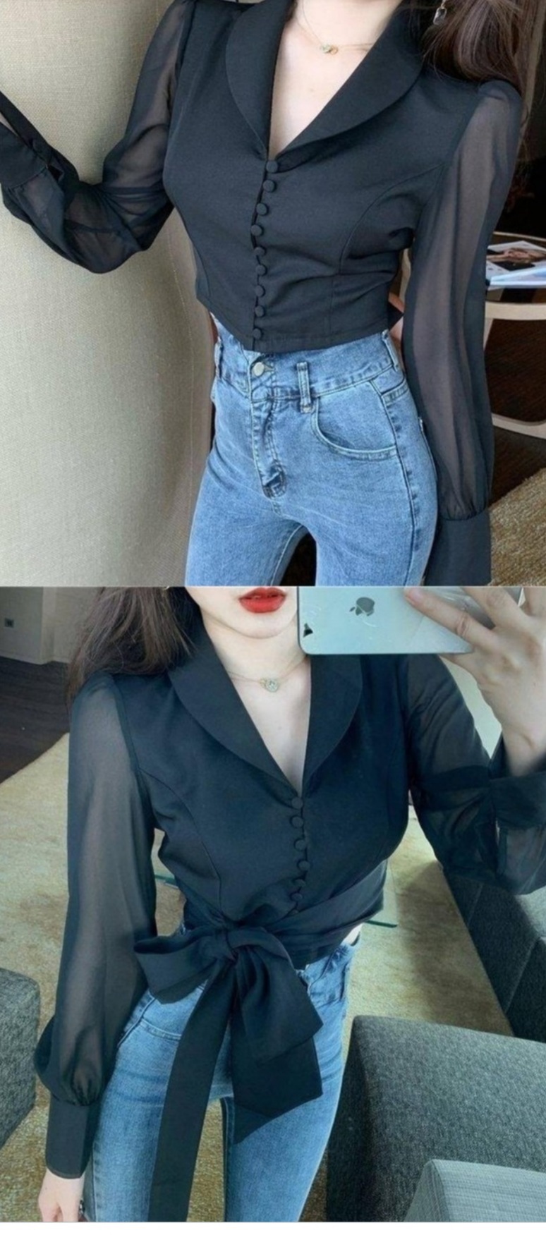 크롭 블라우스 섹시 새상품입니다