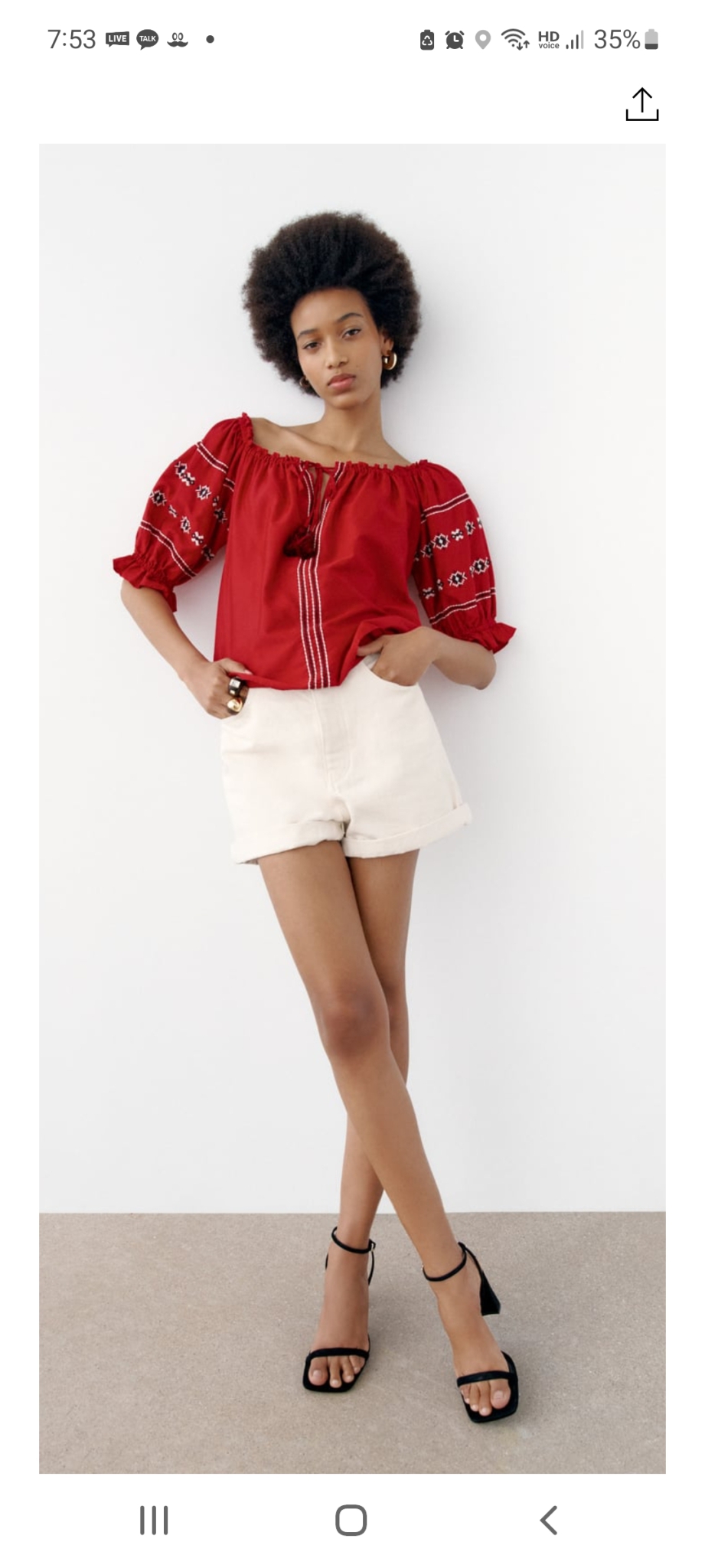 새상품 자라 자수 코튼 탑