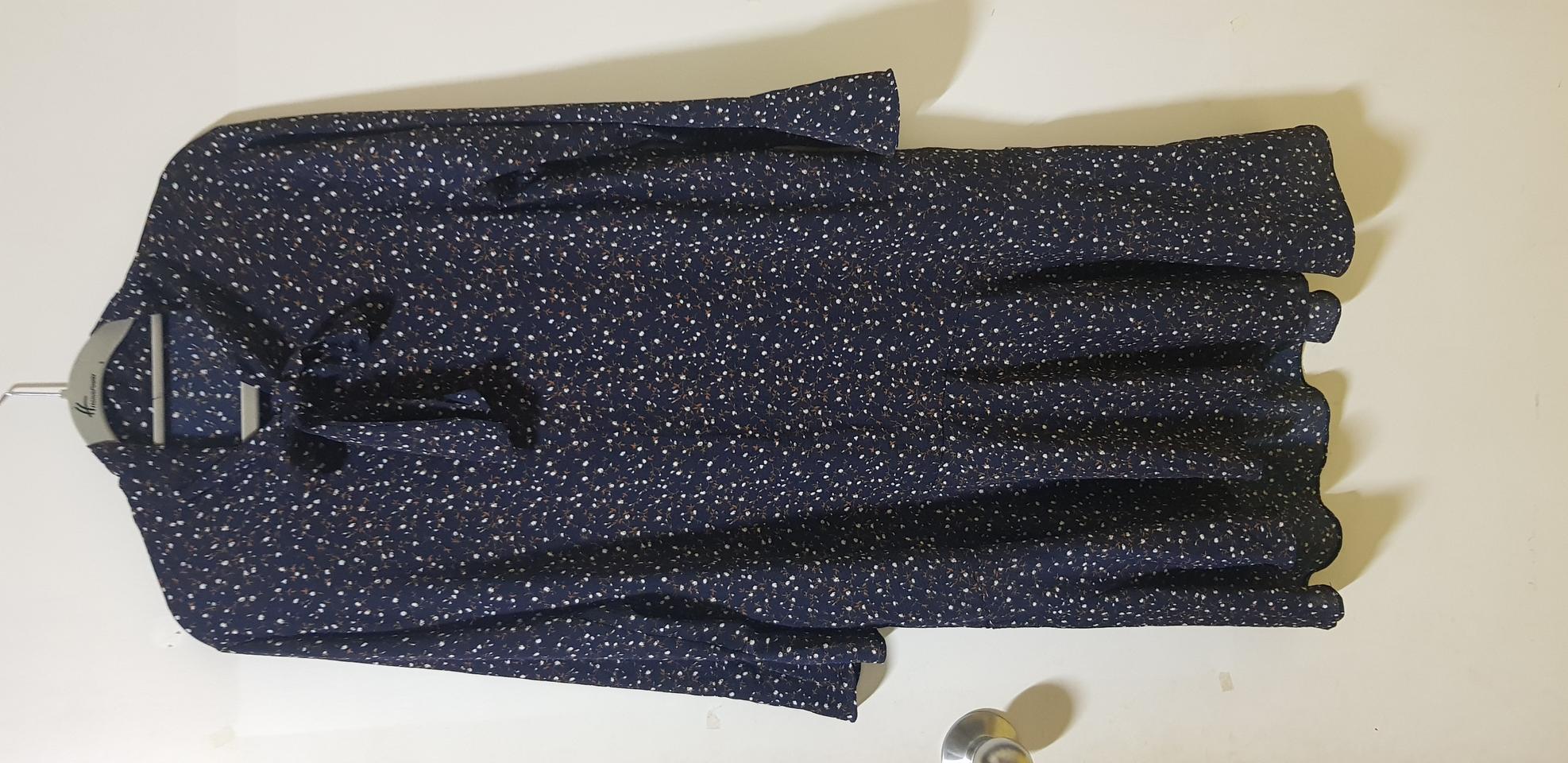 시프트원피스 패턴원피스 미디원피스 H라인 리본 쉬폰 라운드넥 봄원피스 가을원피스