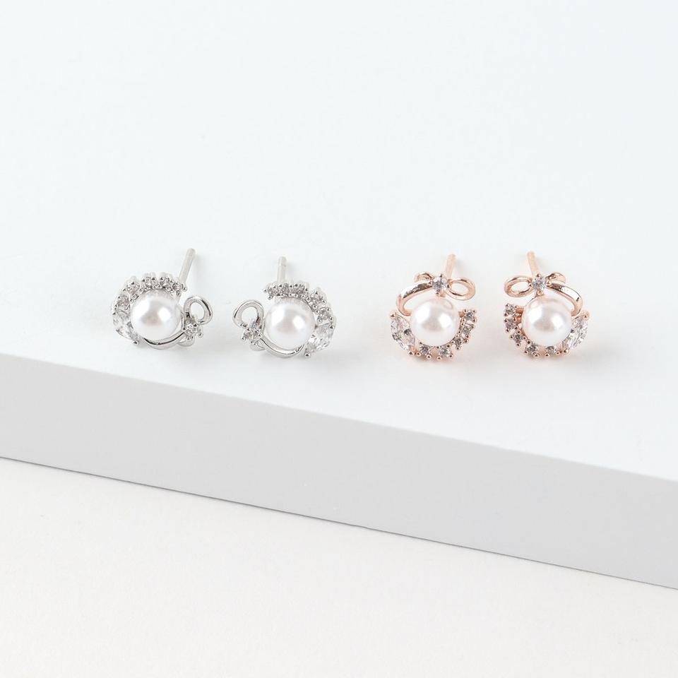 데일리 모던진주귀걸이 은침