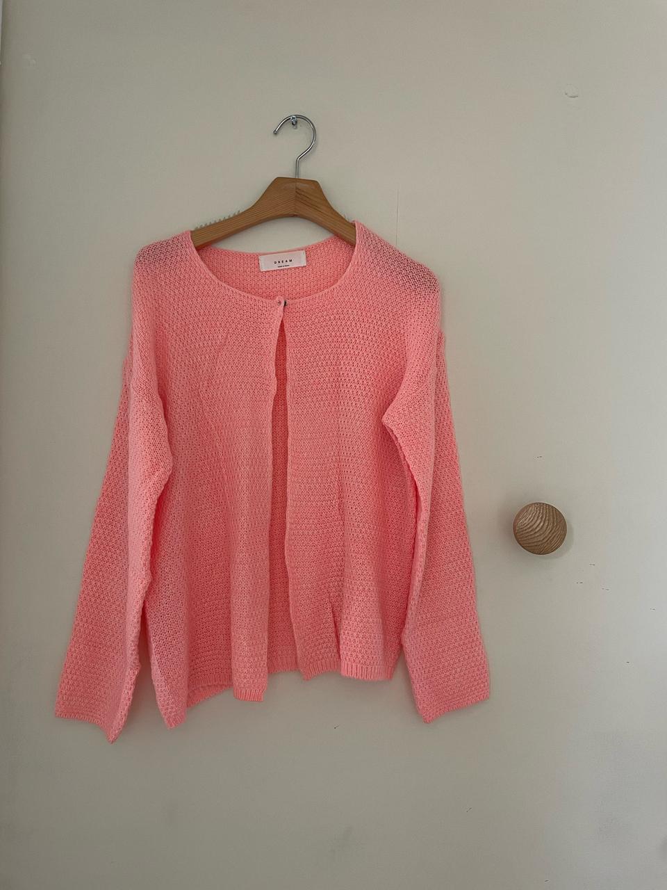 무료 덤 상품 파스텔 형광핑크 니트 가디건