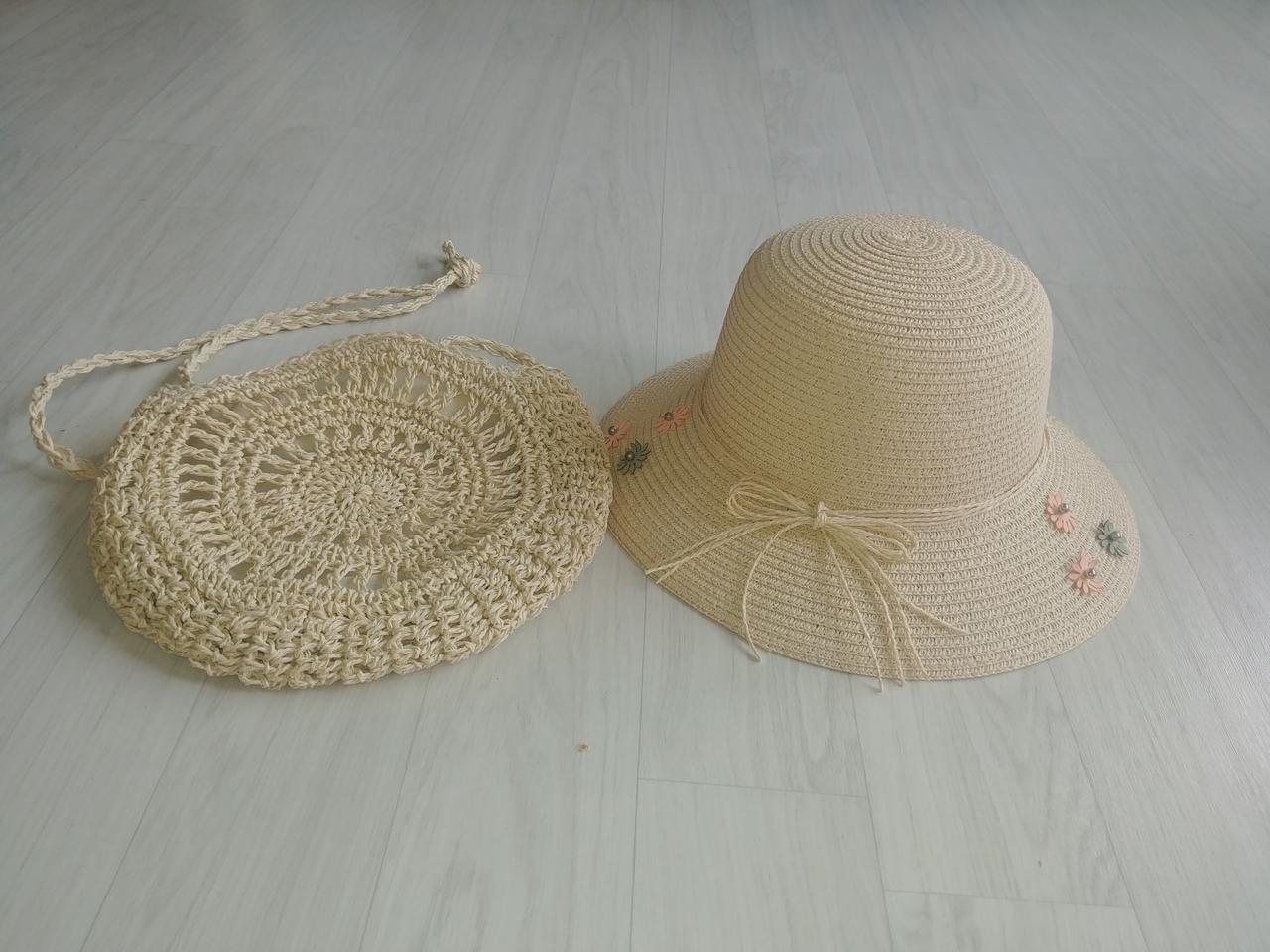 왕골 여름가방+모자(새것)