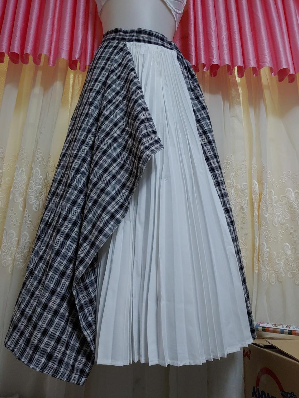 하프플리츠체크스커트