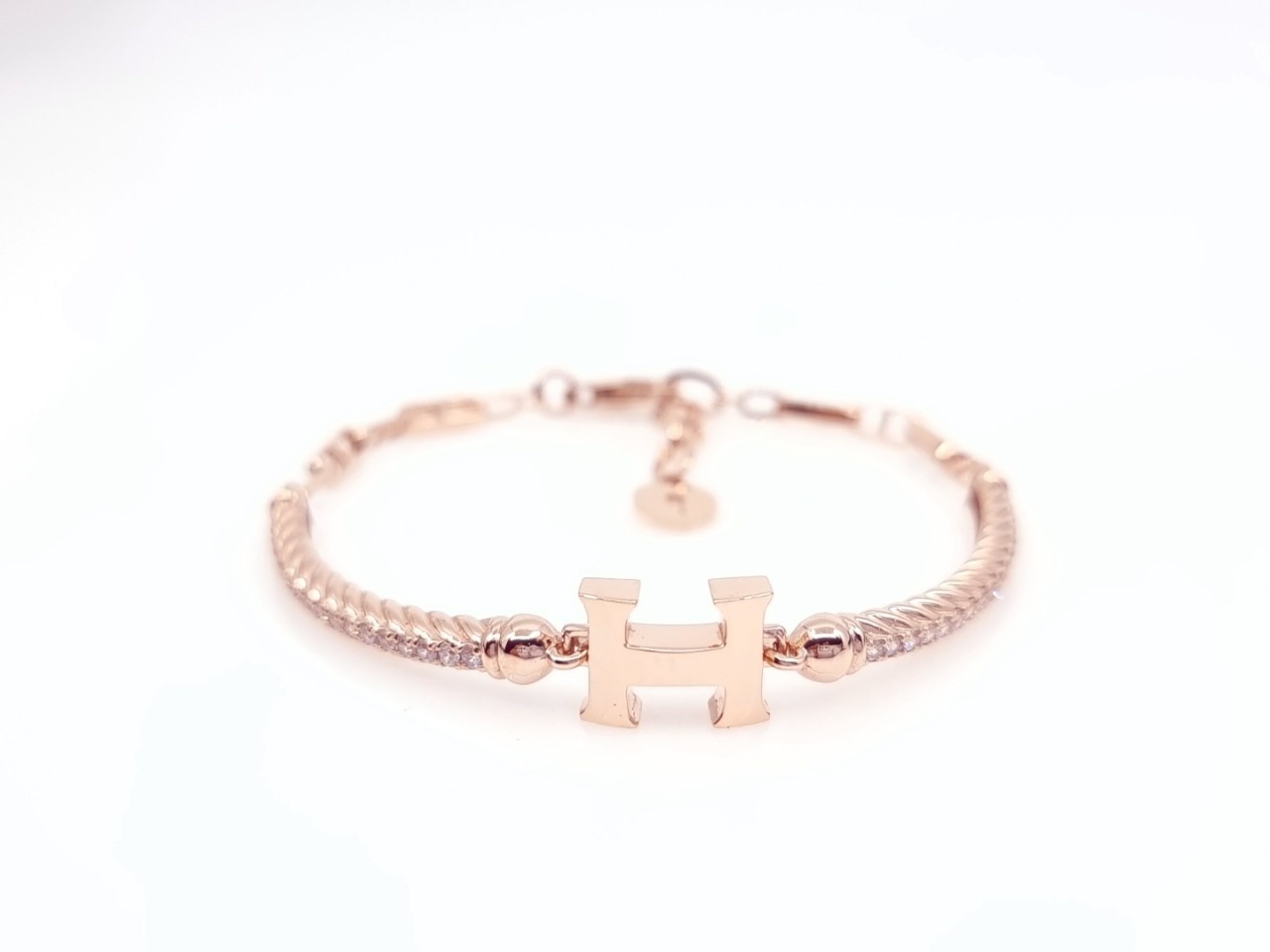 14K 에이치팔찌(핑크골드)