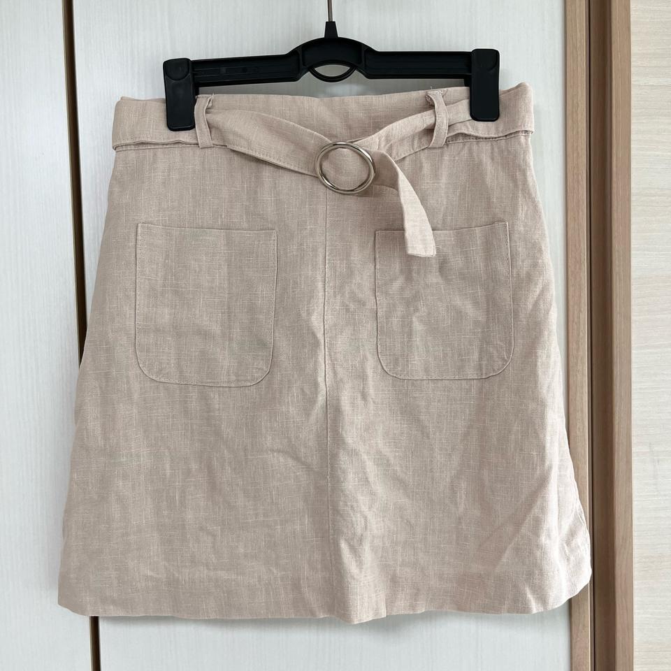 육육걸즈 베이지 벨트 린넨스커트 새삥