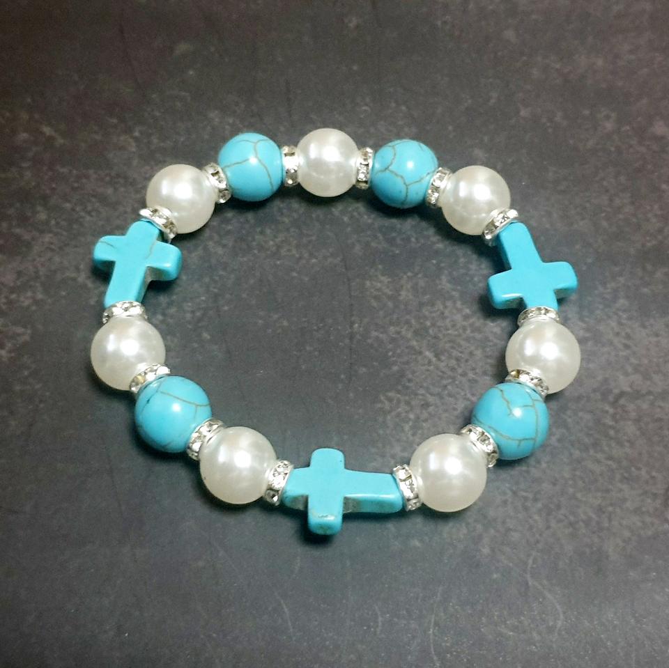 (당일발송)10mm 십자가 하울라이트 묵주 팔찌 여자 소품 빈티지 엔틱