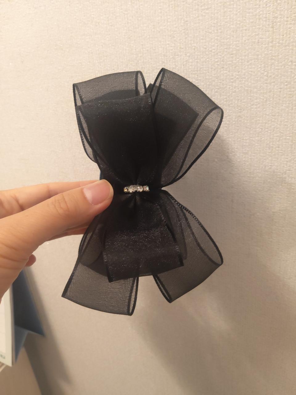 쉬폰 왕리본 헤어핀 8센치