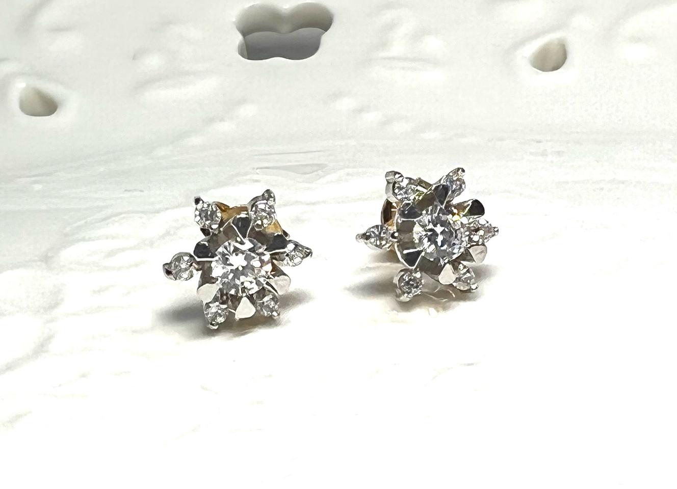 14k 눈꽃 화이트 골드 금 귀걸이 (반지 팔찌 목걸이 많음)