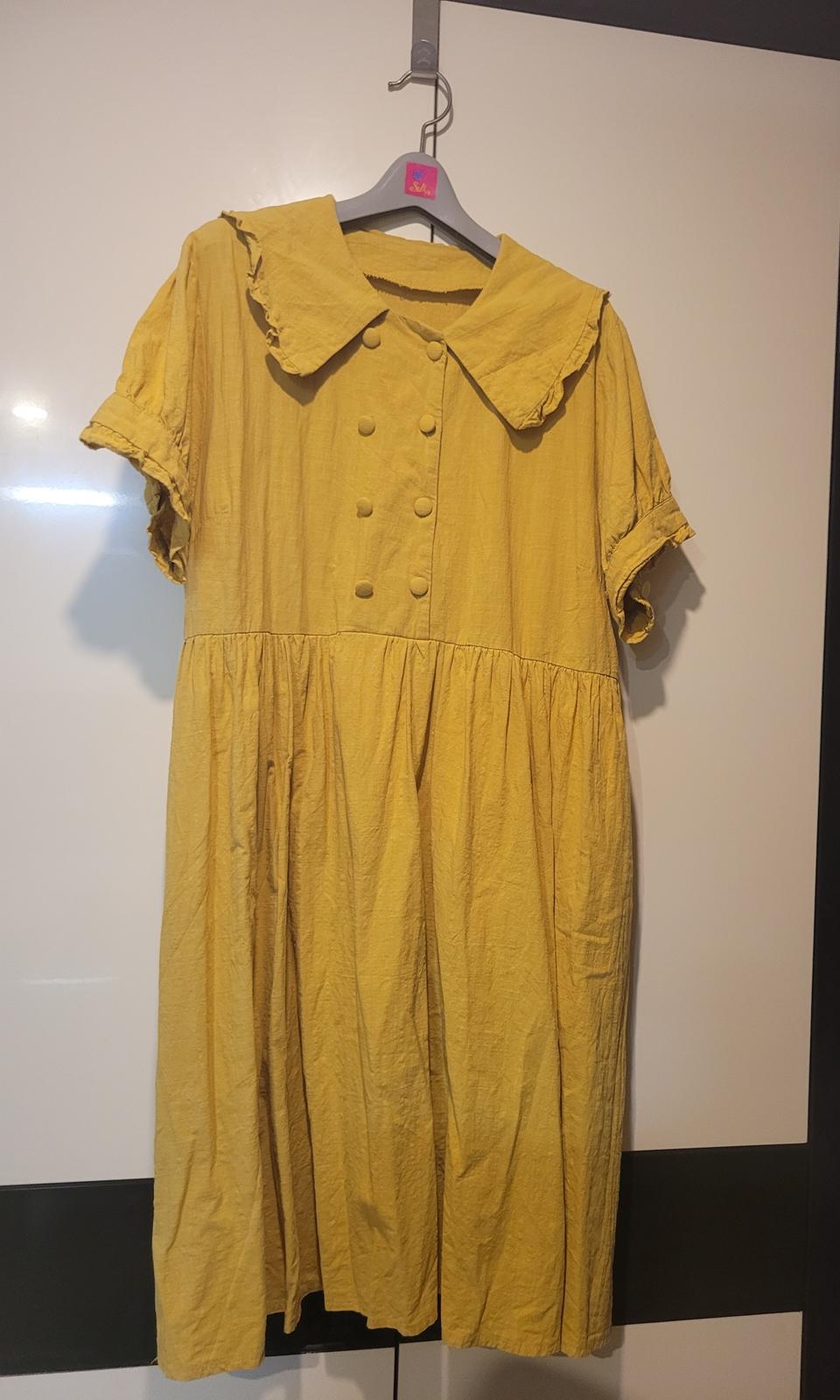 빅사이즈 프릴카라 더블버튼 원피스