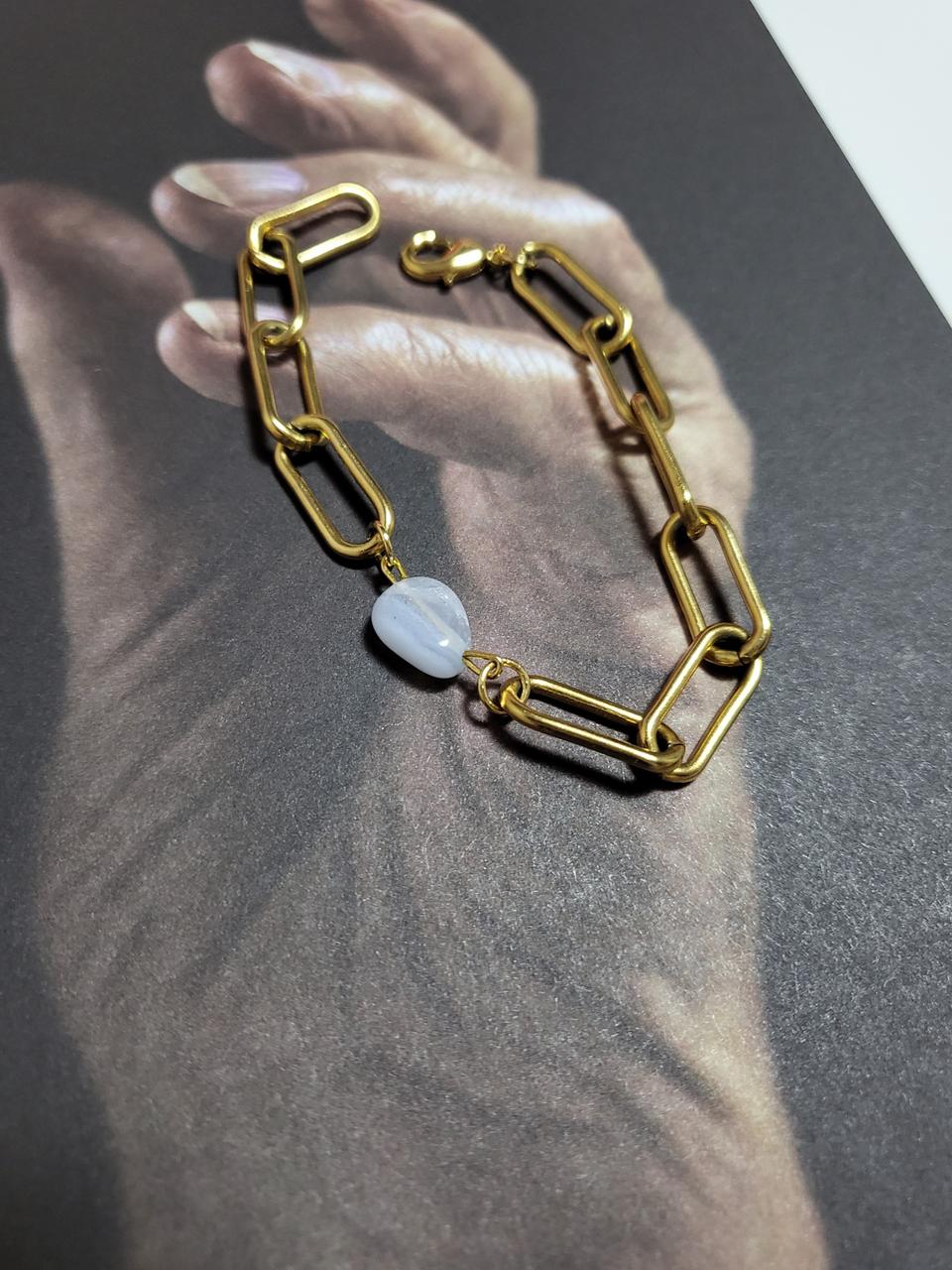 블루아게이트원석 써지컬 클립체인 팔찌(새상품)