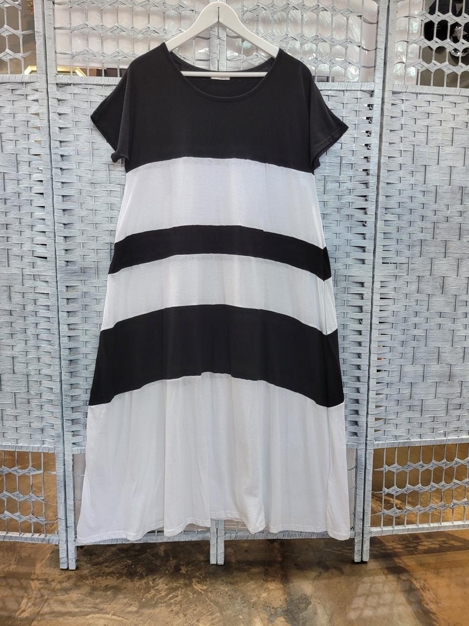 넘편한 투톤 반팔롱원피스(77~88)