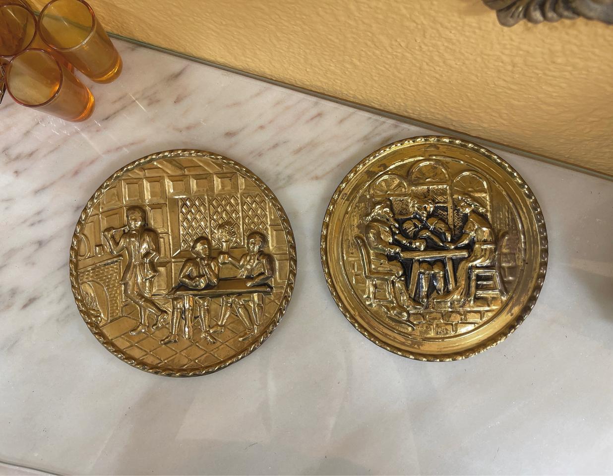 영국 앤틱 브라스 장식접시