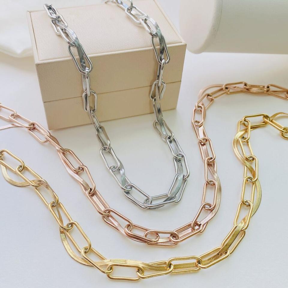 써지컬스틸 뱀줄 클립체인 목걸이