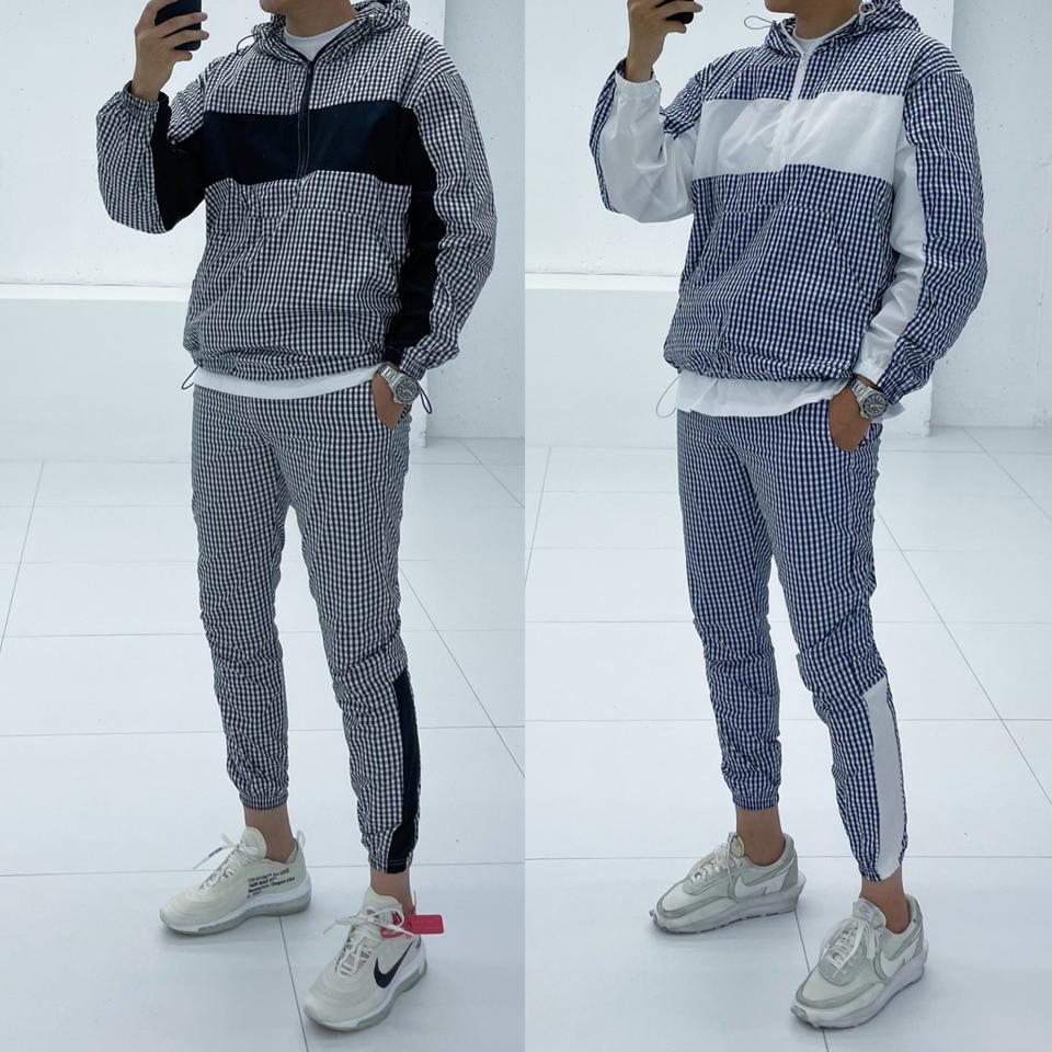 무료배송 체크배색 아노락 트레이닝세트 츄리닝세트 트레이닝복 남자츄리닝