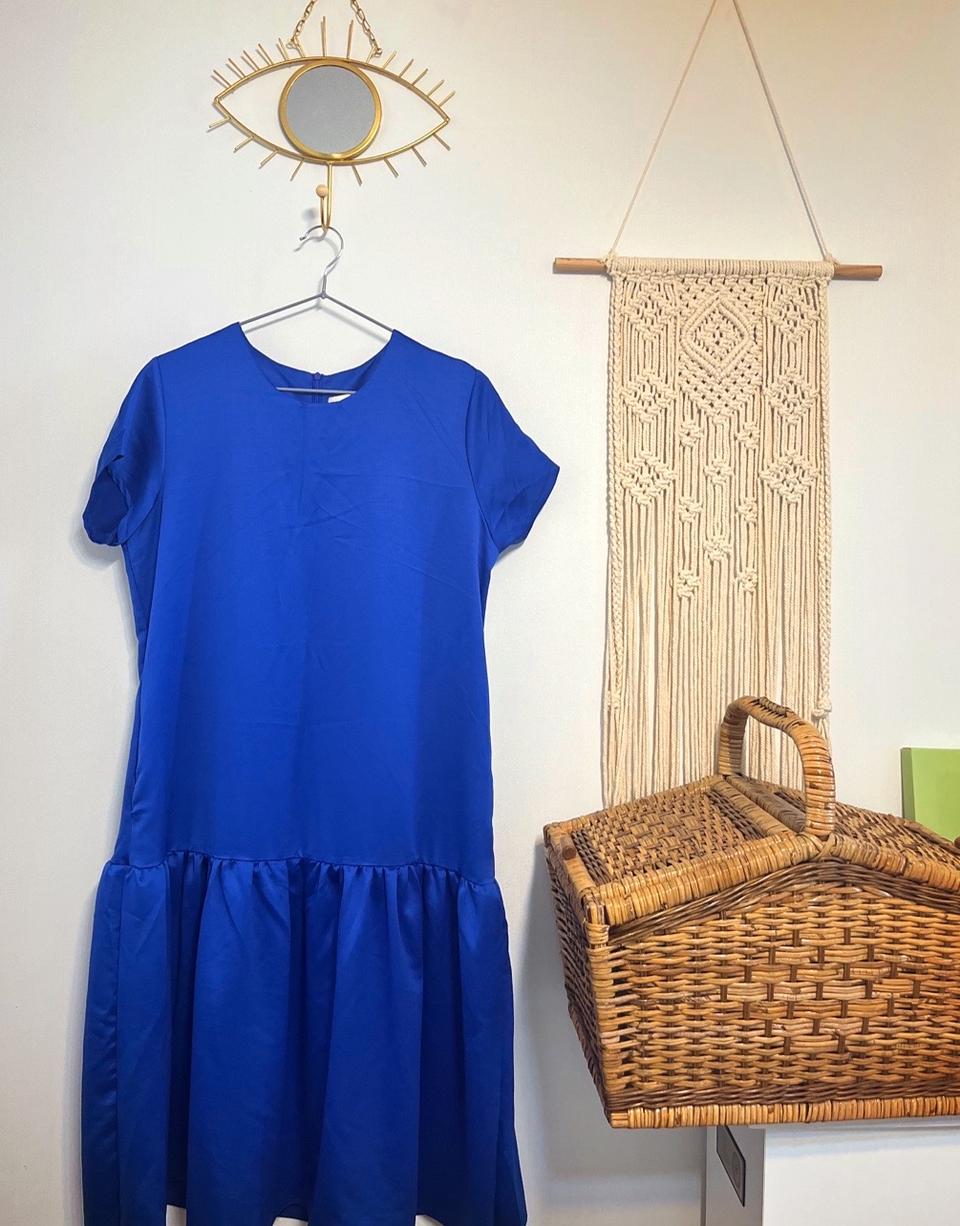 실크블루드레스