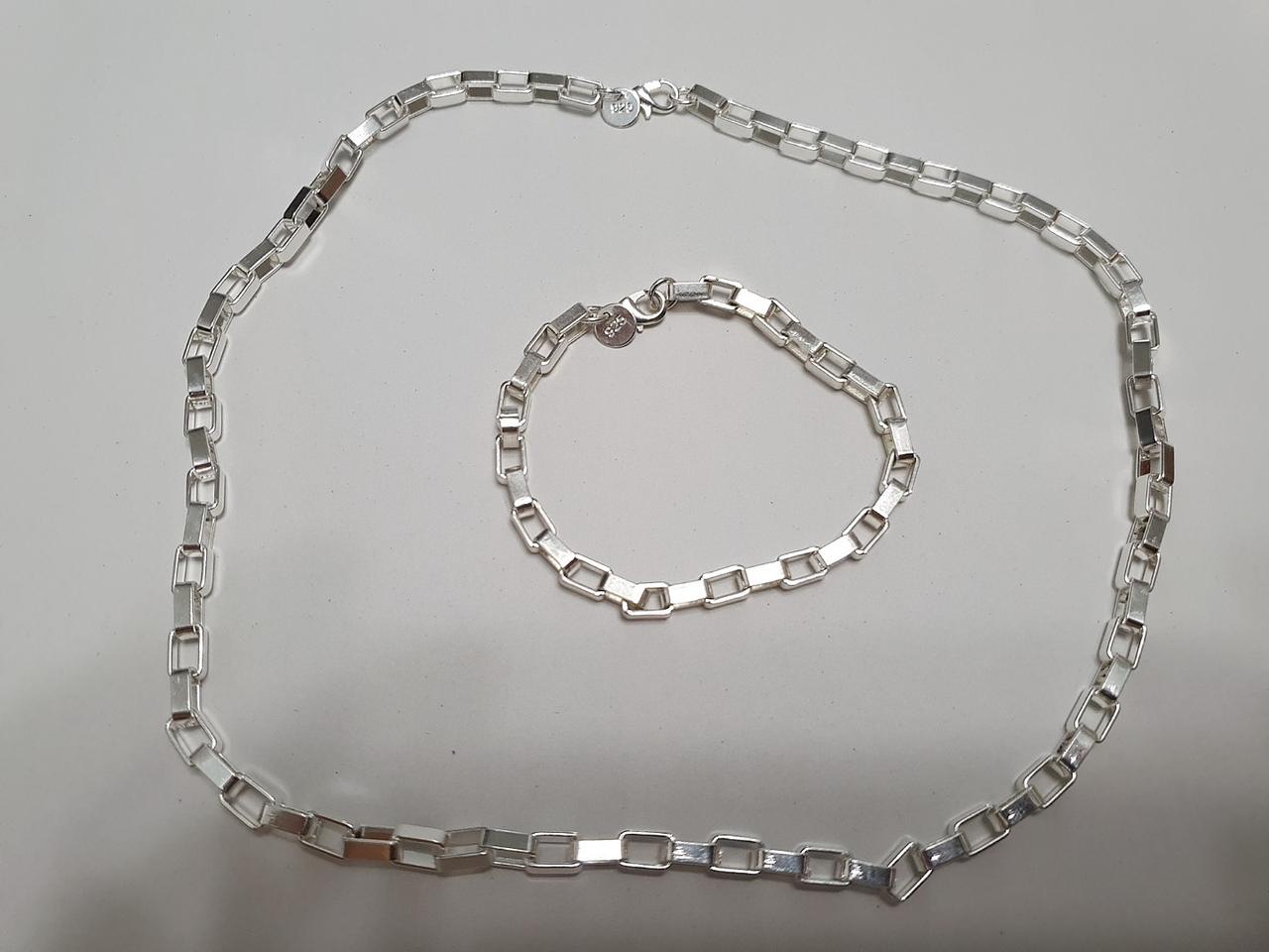 925 각인 실버 순은도금 팔찌/목걸이 세트