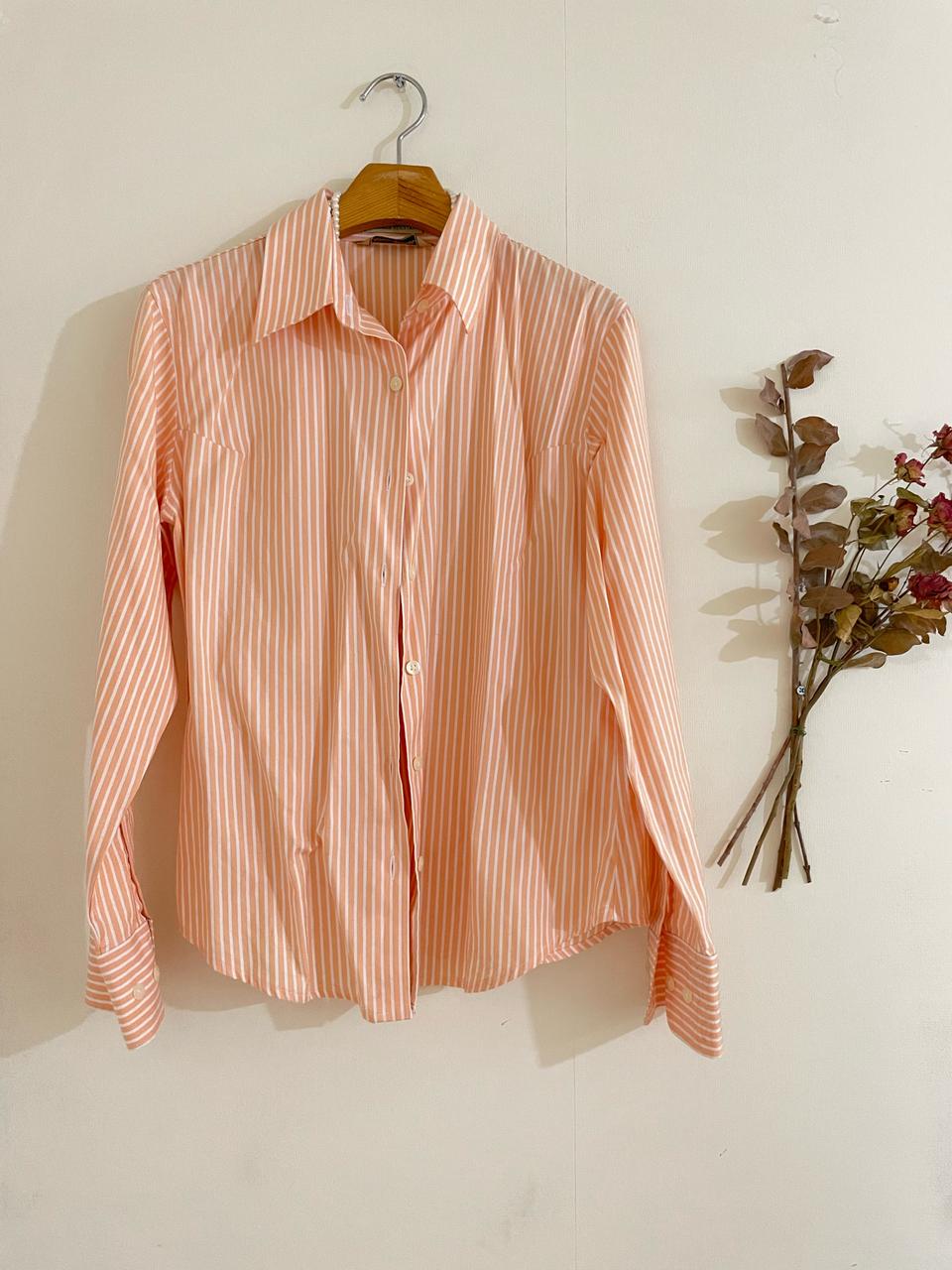 살구피치 블라우스 셔츠