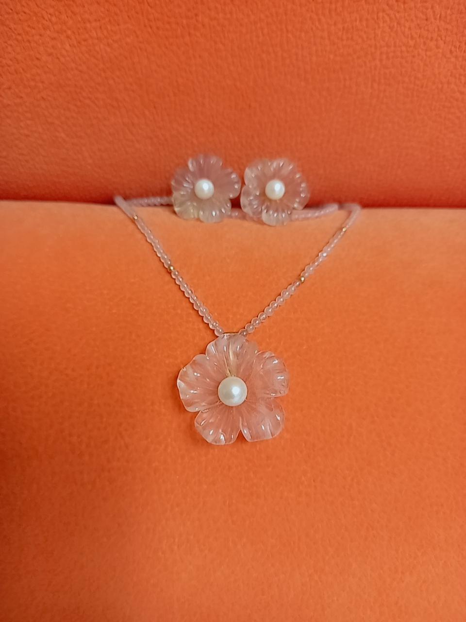 18k 수정꽃목걸이,귀걸이