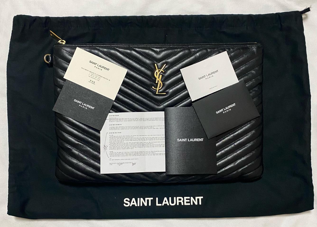 [정품] 입생로랑 클러치 금장 라지 블랙 + 구성품 (원가 129만원)