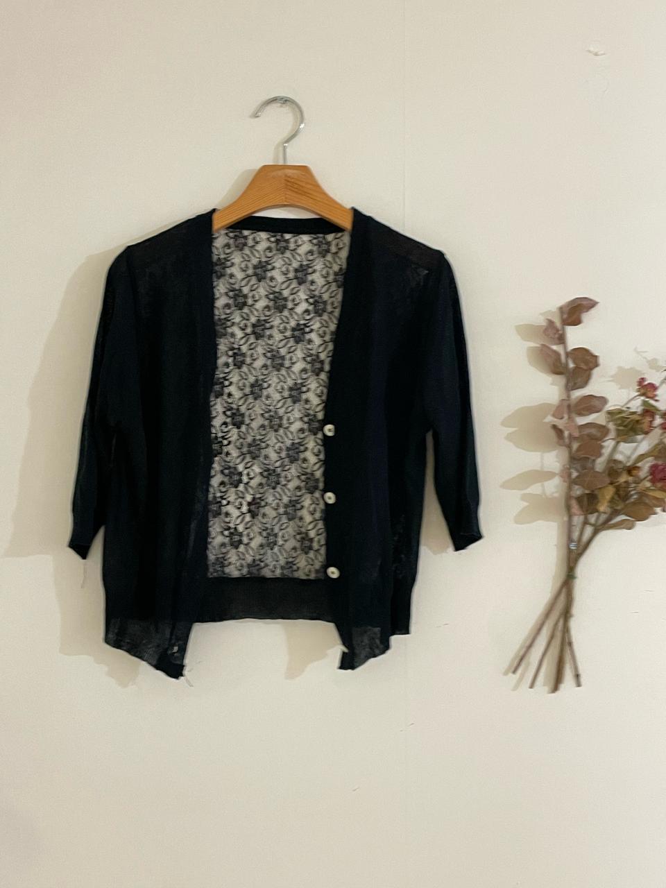레이스검정 가디건