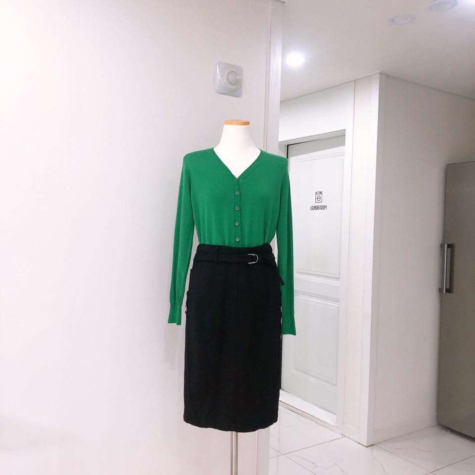 벨티드 미디 스커트(블랙)M