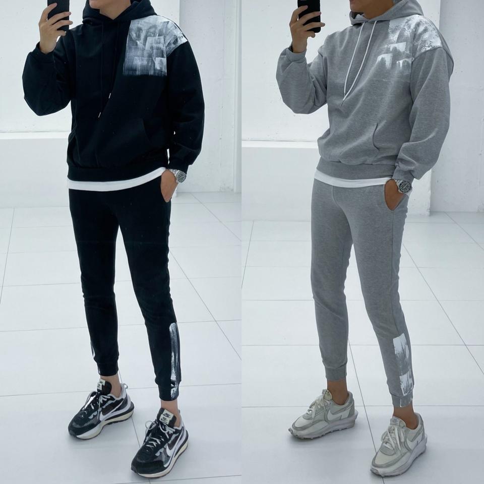 무료배송 헨드페인팅 후드 트레이닝세트 츄리닝세트 남자츄리닝 트레이닝복