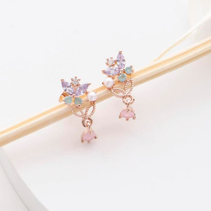 로맨틱 미니드롭귀걸이 은침