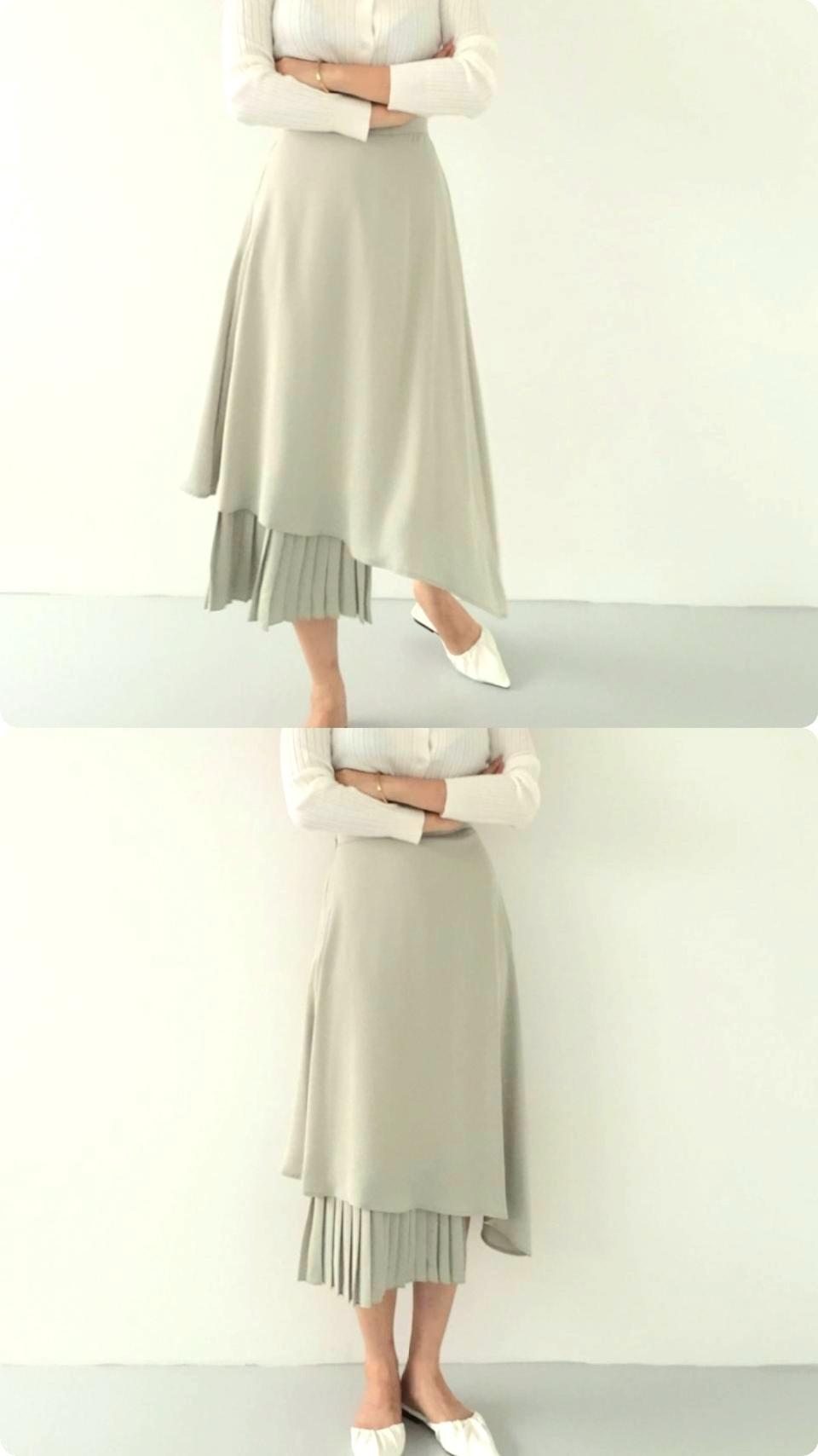 민트색 하늘하늘한 스커트